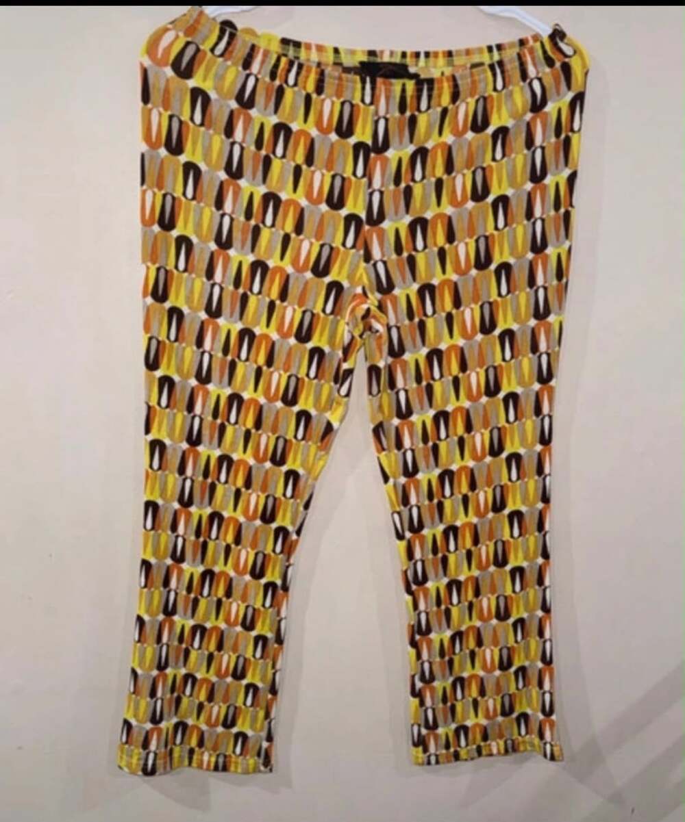 Nelli by Janice Pants Size L Multicolor Geometric Print 70s Retro